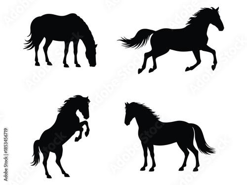Horse Silhouette Set in Different Poses