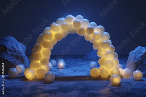a glowing balloon arch