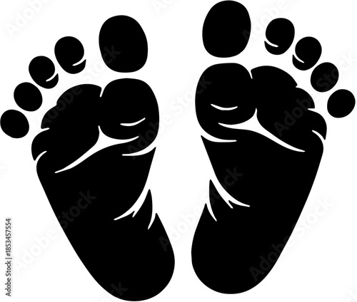 Baby Footprints Silhouette Vector Illustration