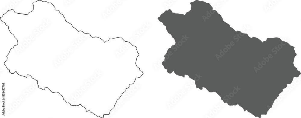 Obraz premium Irregular Geographic Region Outline and Solid Shape Vector Graphic