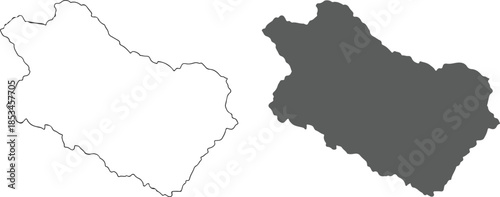 Irregular Geographic Region Outline and Solid Shape Vector Graphic