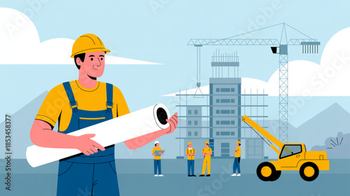 Construction project manager overseeing the development of a new building site