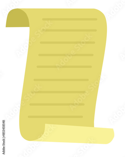 Blank vintage yellow paper scroll for writing message or letter