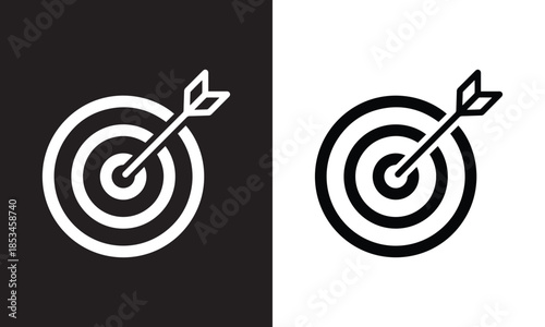 Target dart arrow icon on white background. Archery sign symbol. target icon set, archery target symbol. vector illustration eps file. 