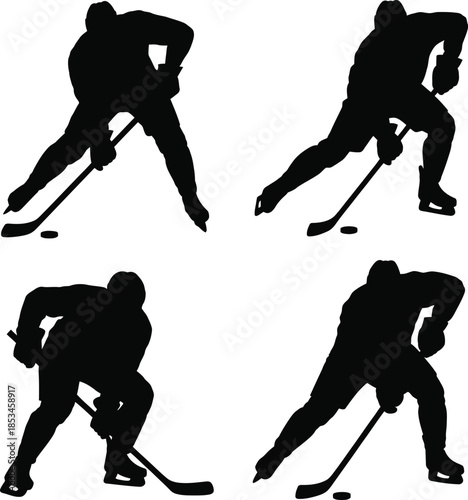 Ice hockey player silhouettes Vector