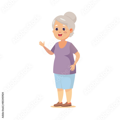 Casual elderly woman character constructor for animation. Flat style vector illustration isolated on white background.
