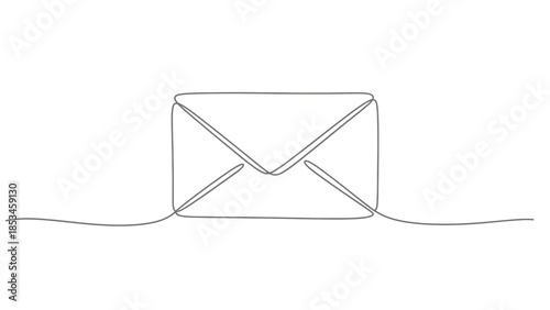 Minimalist single line drawing of an envelope with flowing lines.