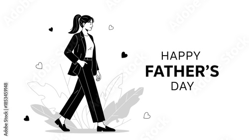 Woman in Business Attire Celebrating Fathers Day.