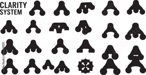 Clarity system black icons on white background