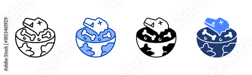 Extinction icon set multiple style collection