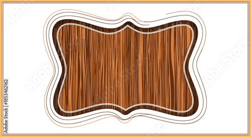 A textured wooden sign with an ornate border and a distressed wood grain pattern.