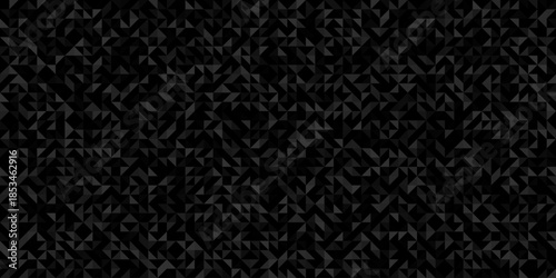 Dark grey and black seamless pattern featuring a dense geometric texture of small interlocking triangles and faceted shards creating a subtle 3D crystal surface effect