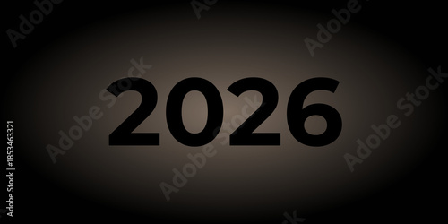 2026 new year number typography on dark gradient background for calendar design, presentation slides, and corporate branding