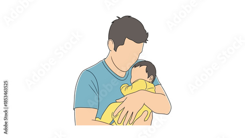 Father holding his baby with love and care.