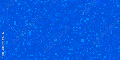 Seamless blue pixelated noise texture with scattered square particles background.