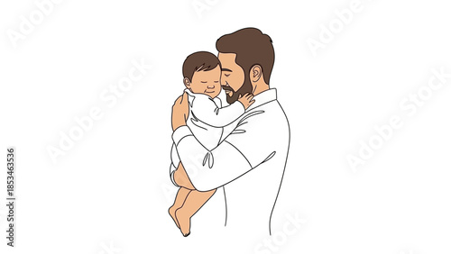 Father holding his baby with love and care.