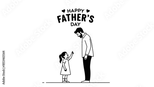 Happy Fathers Day illustration with father and daughter bonding.