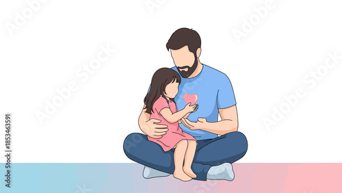 Fotografie Father and Daughter Sharing a Tender Moment.