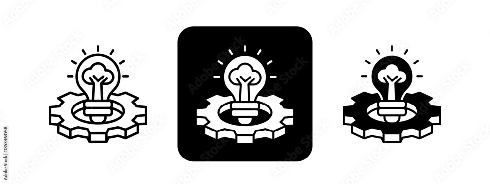 Obraz premium Innovation Solid color and black line drawing vector illustration set