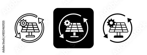 Renewable  Solid color and black line drawing vector illustration set