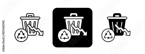 Reduce  Solid color and black line drawing vector illustration set