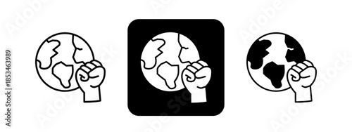 Action  Solid color and black line drawing vector illustration set