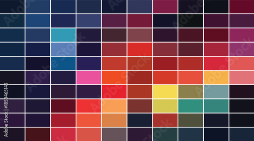 Warm Toned Geometric Color Palette with Red and Earthy Gradient Tiles