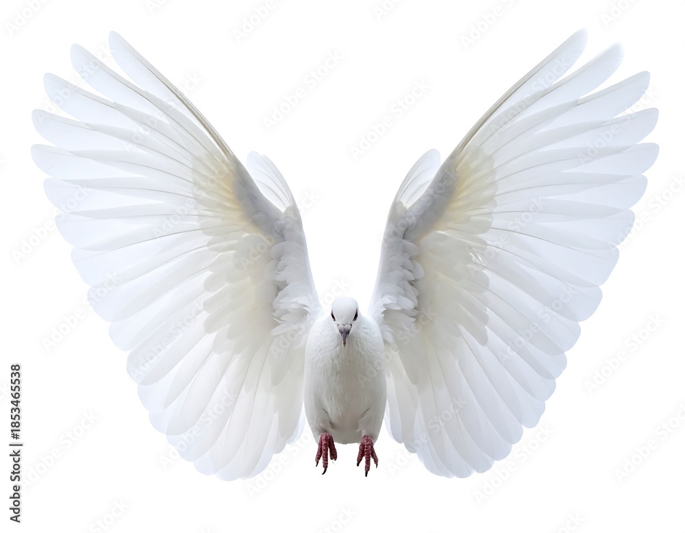 Obraz premium A pristine white bird, wings outstretched, in full flight