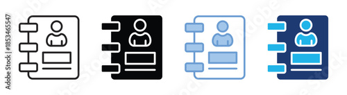 Contact book icon set multiple style collection