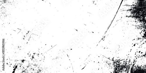 A stark textured abstract background featuring distressed scratches and dark smudges agepsnst a bright white canvas