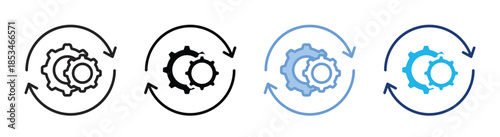 Process icon set multiple style collection