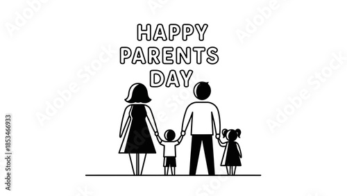 Happy Parents Day Family Silhouette Illustration.