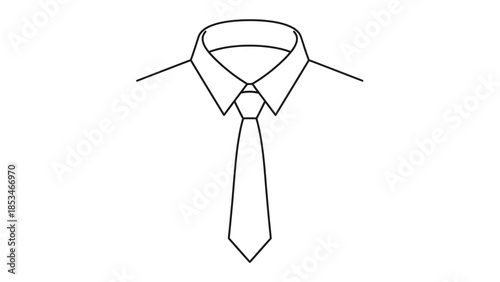 Simple Line Drawing of a Collared Shirt and Tie.