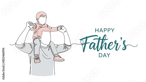 A father carries his child on his shoulders, celebrating Father's Day with a warm embrace.
