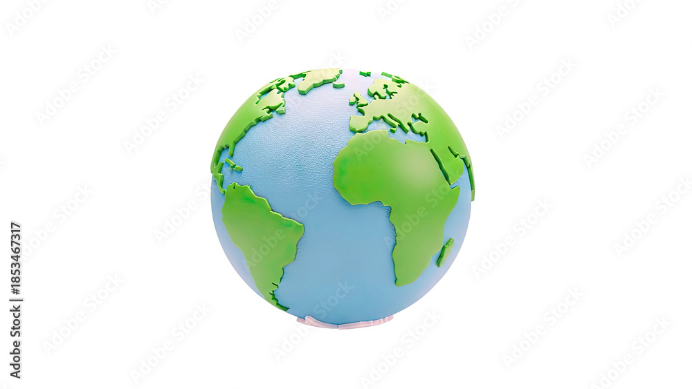 Fototapeta premium 3D Earth Globe on White Background