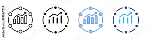 Line graph icon set multiple style collection