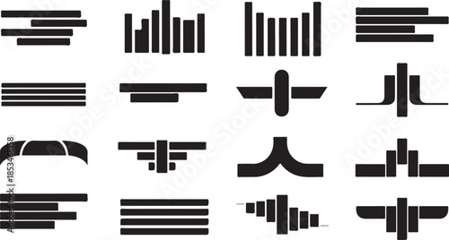 Black and white abstract geometric shapes set