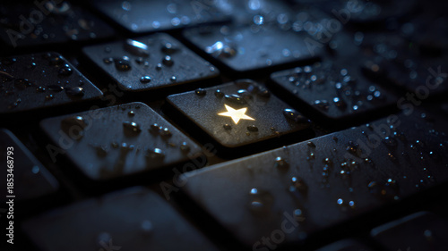 Close-up shot of a keyboard with the star key illuminated