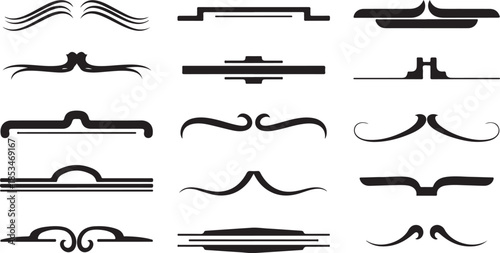 Black and white set of various dividers and swirls