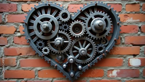 Heart-shaped gear wall art