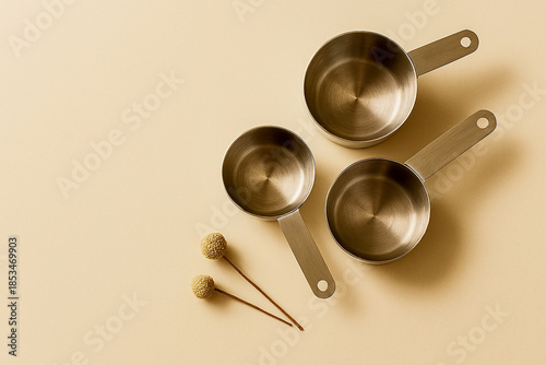 Top-view flat lay of cutting board with knife and small potted herb on white matte surface.
