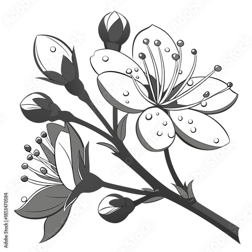 Flower With Water Droplets Illustration  Clean Vec Vector Illustration