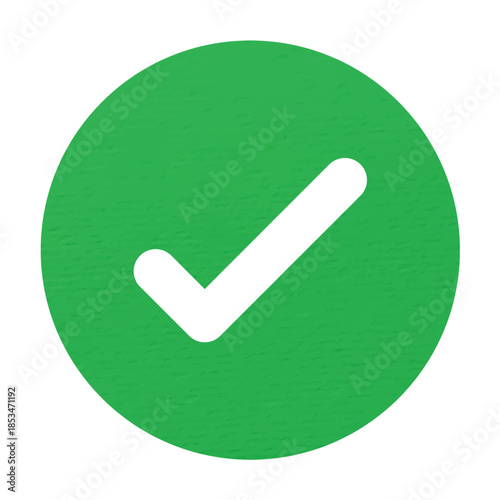 Vector  illustration of Green checkmark icon in a circle, isolated on white background