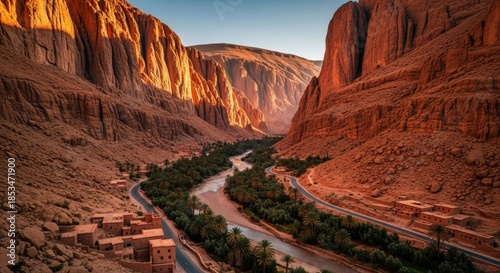 Spectacular Todra Gorge in Morocco displaying towering cliffs and serene oasis