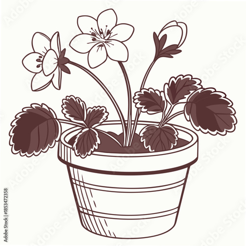 Flower Pot Minimal Illustration  Flat Vector  Pure (1) Vector Illustration