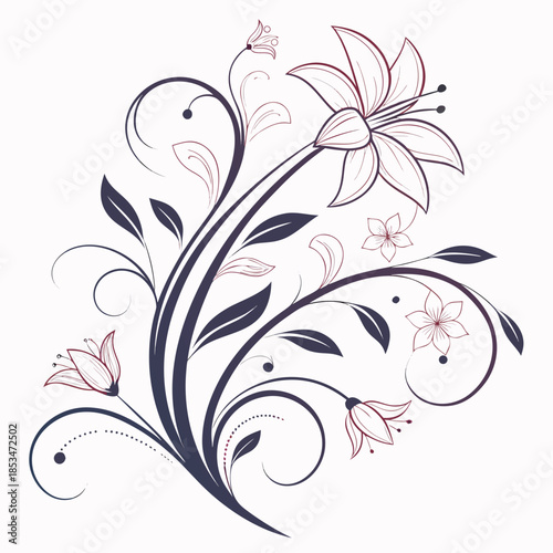 Organic Abstract Floral Form  Clean Vector Art  Pu (1) Vector Illustration