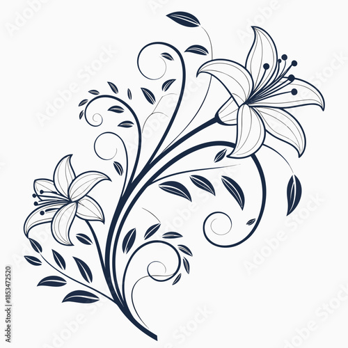 Organic Abstract Floral Form  Clean Vector Art  Pu Vector Illustration