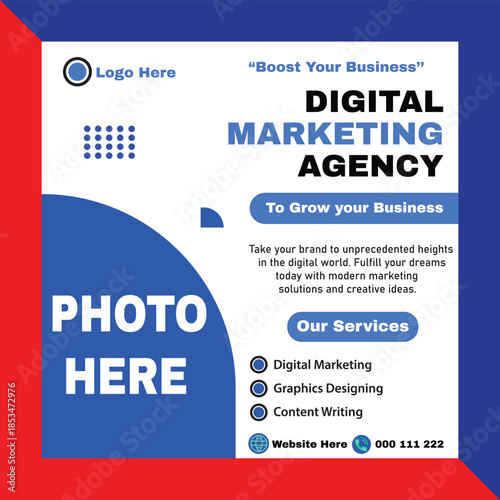 Modern Digital Marketing Agency Social Media Post Template for Business Growth