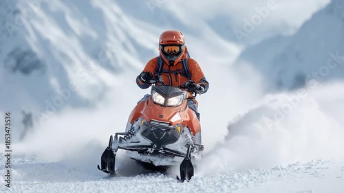 Adventurous Snowmobile Ride Through Stunning Winter Landscape in High Mountains 4k video footage