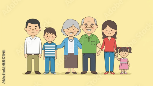 Diverse Family Generations Posed Together Smiling Happily.